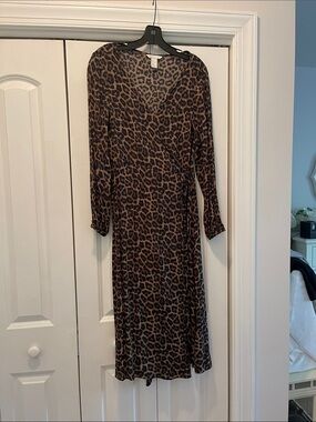 H&M Leopard Print Wrap Maxi Dress - Brown/Black